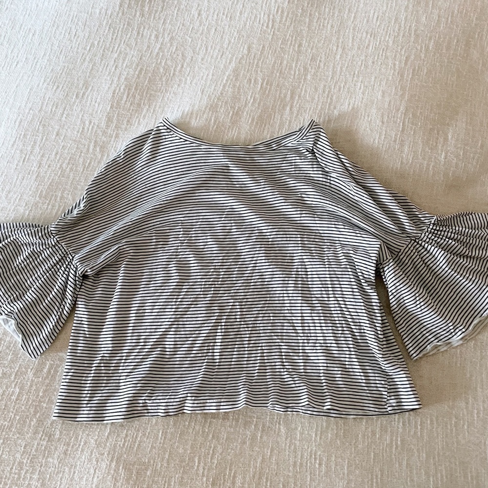 Zara Stripe Ruffle Sleeve Tee